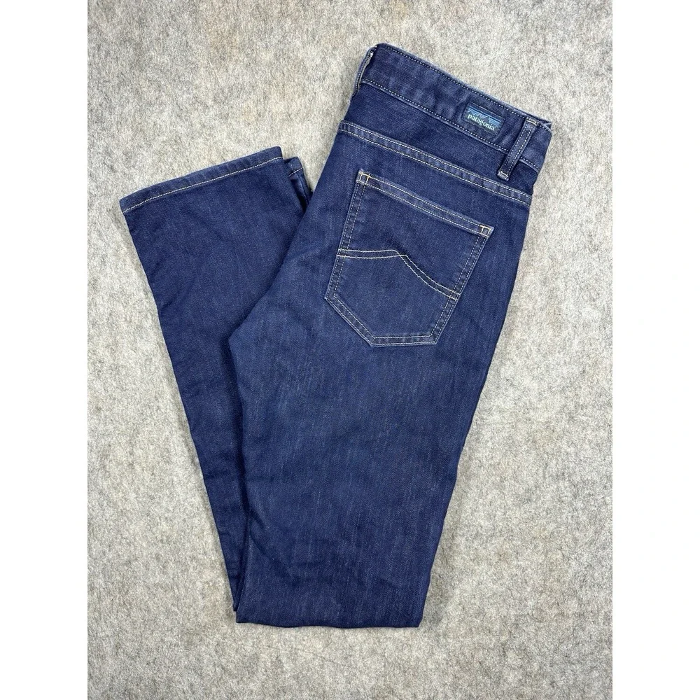 Patagonia Jeans Womens 28 Dark Wash Organic Stretch Slim Fit Outdoor Blue Denim
